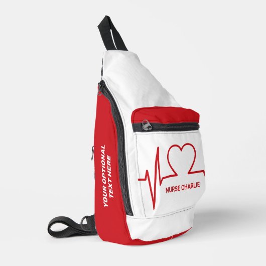Heart EKG, douanenaam & beroep Sling Bag (Linkerhoek)