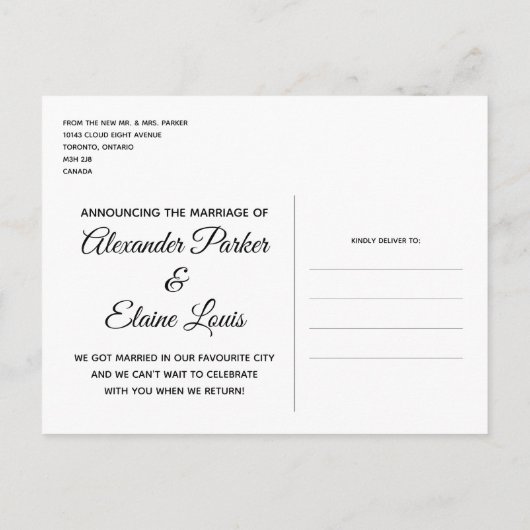 Heart Eloped Marriage Faux Gold Announcement Card Aankondigingskaart (Achterkant)