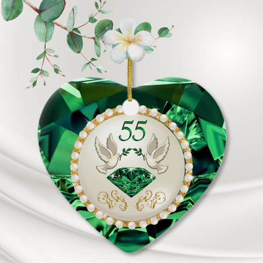 Heart Emerald, 55e Jubileum Gift Ideas Keramisch Ornament