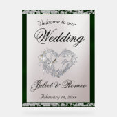 Heart, Emerald Ribbon & Sparkle Welkom Acryl Bord (Voorkant)