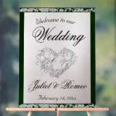 Heart, Emerald Ribbon & Sparkle Welkom Acryl Bord (Neutraal)