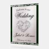 Heart, Emerald Ribbon & Sparkle Welkom Acryl Bord (Hoek)