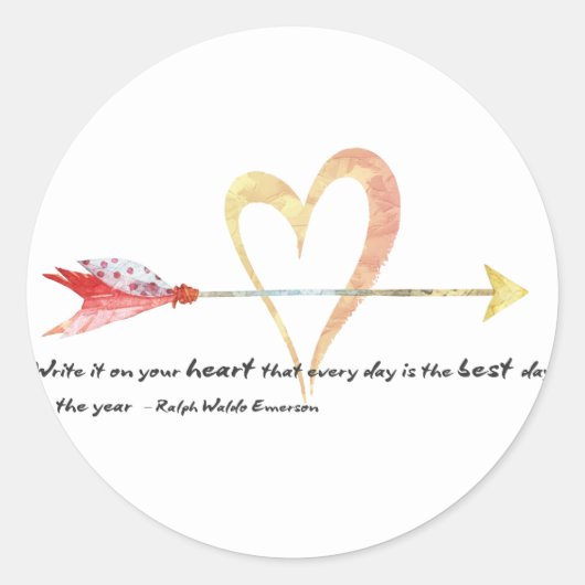 Heart Emerson Quote Ronde Sticker (Voorkant)