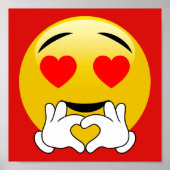 Heart Emoji met Love Hands Red Poster (Voorkant)