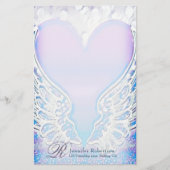 Heart en Angel Wings Monogram Stationery Briefpapier (Voorkant)