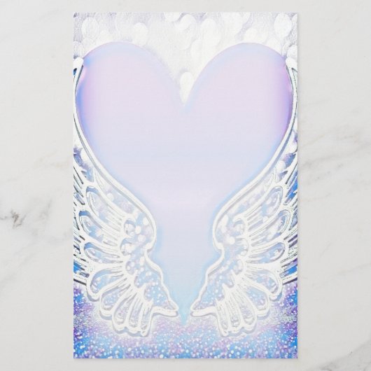 Heart en Angel Wings Monogram Stationery Briefpapier (Achterkant)