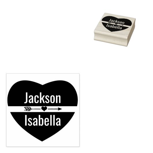 Heart en Arrow Rubber Stamp Rubberstempel (Gestempeld)