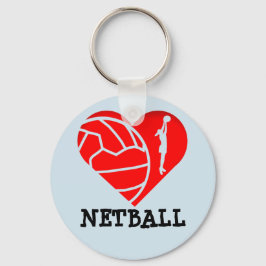 Heart en Ball Silhouette Design Love Netball Sleutelhanger