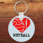 Heart en Ball Silhouette Design Love Netball Sleutelhanger (Voorkant)