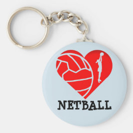 Heart en Ball Silhouette Design Love Netball Sleutelhanger