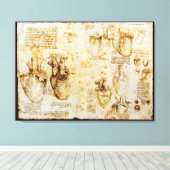 Heart en bloedvaten daarvan, Sepia Canvas Afdruk (Insitu (Houten vloer))