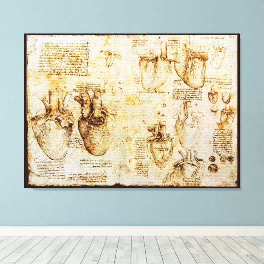 Heart en bloedvaten daarvan, Sepia Canvas Afdruk (Insitu (Houten vloer))