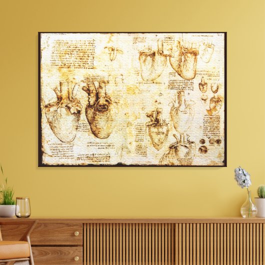 Heart en bloedvaten daarvan, Sepia Canvas Afdruk (Insitu (Woonkamer))
