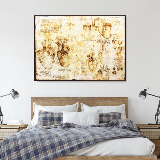 Heart en bloedvaten daarvan, Sepia Canvas Afdruk (Insitu (Slaapkamer))