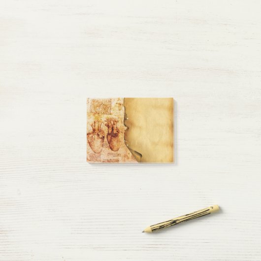 Heart en bloedvaten, medisch perkament post-it® notes (Op bureau)