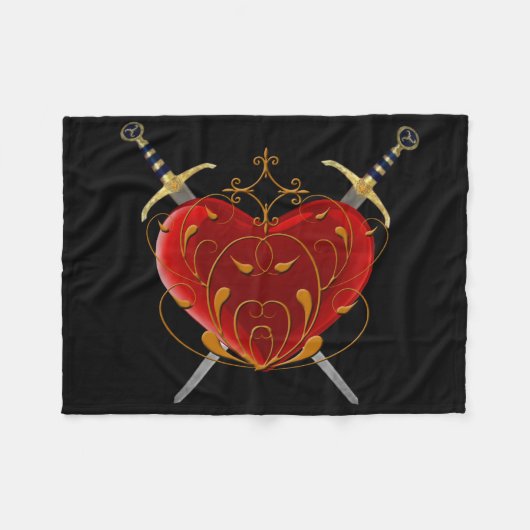 Heart en Daggers Fleece Blanket Deken (Voorkant (Horizontaal))