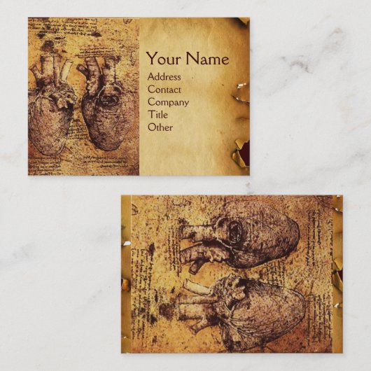 Heart en de bloedvaten Antiek perkament Visitekaartje (Voorkant / Achterkant)