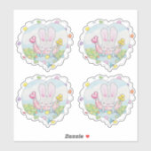 Heart en Flower Bunny Sticker (Vel)