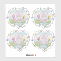 Heart en Flower Bunny Sticker