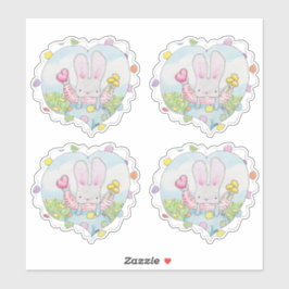 Heart en Flower Bunny Sticker