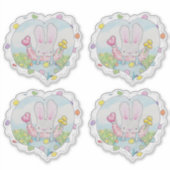 Heart en Flower Bunny Sticker (Voorkant)