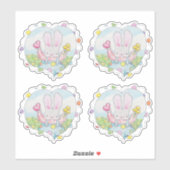 Heart en Flower Bunny Sticker (Vel)