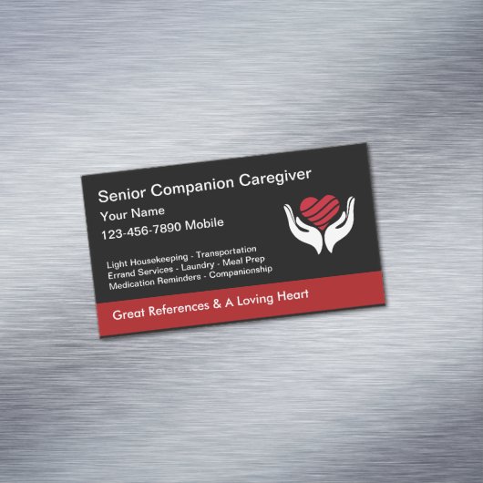 Heart en handsontwerp voor hooggeplaatste zorgverl magnetisch visitekaartje (Voorbeeld)