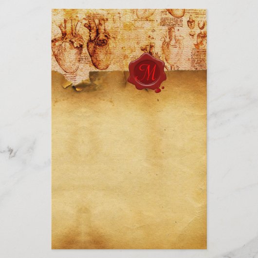 HEART- EN IT-BLOEDVAARTUIGEN RODE WAX SEAL PARCHME BRIEFPAPIER (Voorkant)