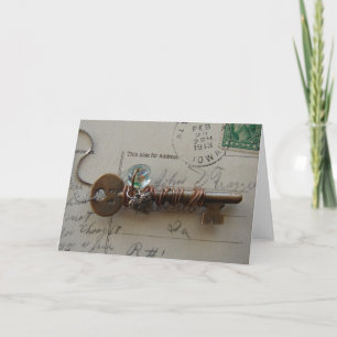 Heart en Key gemengd media-Ketting nog leven Kaart