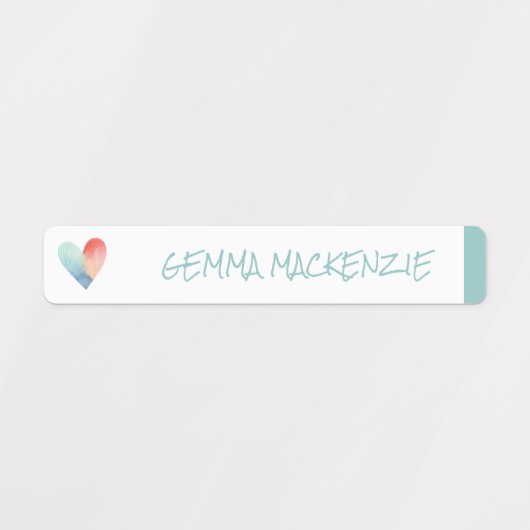 Heart en regenboogkleur Gecodeerd meisje Waterdich Labels (Design 1)