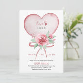 Heart en Rozen Love is in Air Vrijgezellenfeest I Kaart (Staand voorkant)