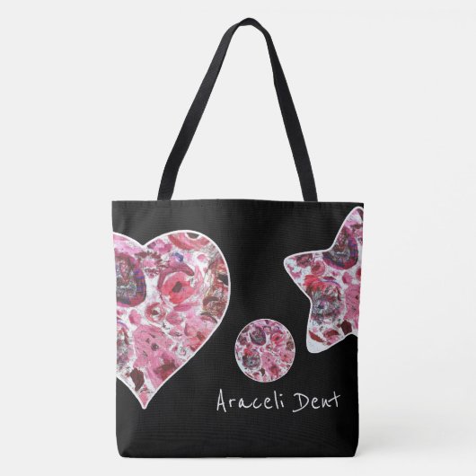 Heart en Star All-Over-Print Canvas tas, groot Tote Bag (Voorkant)
