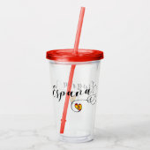 Heart España Flag, Spanje Spanje Acryl Drinkbeker (Achterkant)