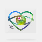 Heart Evil Eye Earth Waterverf Art Acryl Bord (Voorkant)