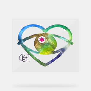 Heart Evil Eye Earth Waterverf Art Acryl Bord
