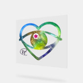 Heart Evil Eye Earth Waterverf Art Acryl Bord (Hoek)