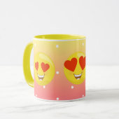Heart Eye Yellow Love Emoji Polkadot Mok (Voorkant links)