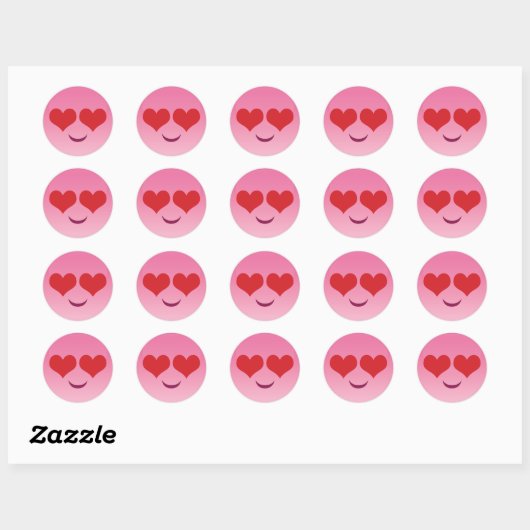 Heart Eyes Emoji Ronde Sticker (Vel)