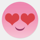 Heart Eyes Emoji Ronde Sticker (Voorkant)