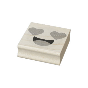 Heart Eyes Emoji Wood Art Stamp Rubberstempel