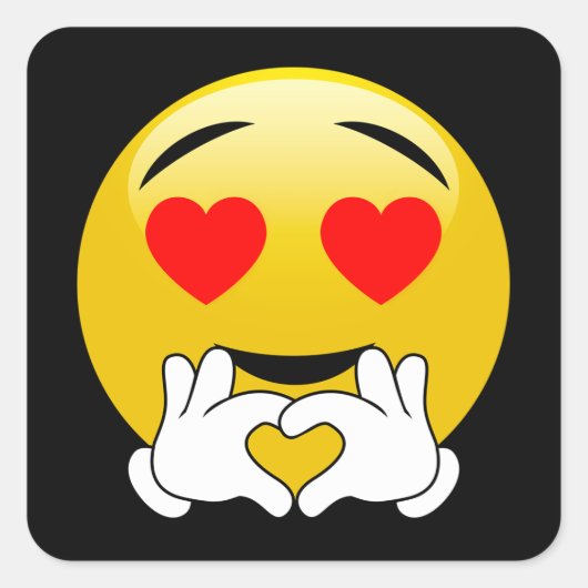 Heart Eyes & Hands Emoji Love Vierkante Sticker (Voorkant)