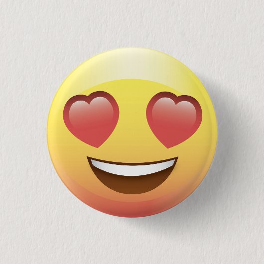 Heart Eyes Love Happy Emoji Button Pin (Voorkant)