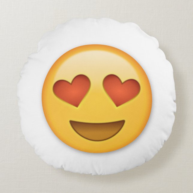 Heart Eyes Round Emoji Pillow Rond Kussen (Voorkant)