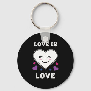 Heart Face Love is Love LGBTQ Bisexual Pride Sleutelhanger