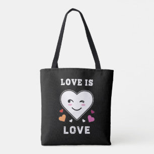 Heart Face Love is Love LGBTQ Lesbian Pride Tote Bag