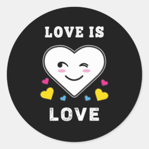 Heart Face Love is Love LGBTQ Pansexual Pride Ronde Sticker