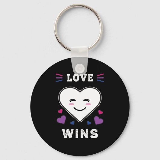 Heart Face Love Wint LGBTQ Bisexual Pride Sleutelhanger (Voorkant)