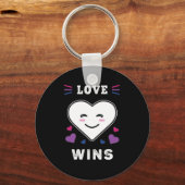 Heart Face Love Wint LGBTQ Bisexual Pride Sleutelhanger (Voorkant)
