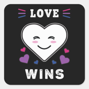Heart Face Love Wint LGBTQ Bisexual Pride Vierkante Sticker