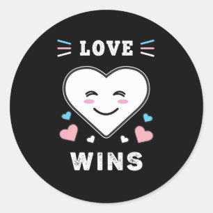 Heart Face Love wint LGBTQ Transgender Pride Ronde Sticker